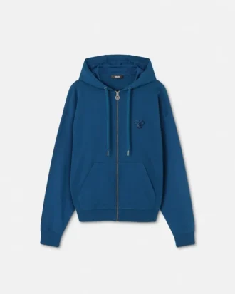 Bluza z kapturem i zamkiem błyskawicznym z haftowanym motywem