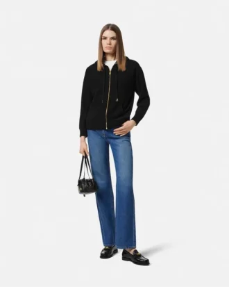 Bluza z kapturem z dzianiny kaszmirowo-wełnianej