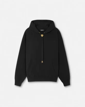Bluza z kapturem z haftowanego dżerseju bawełnianego