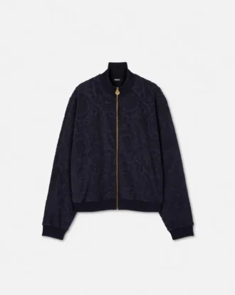 Bluza z zamkiem błyskawicznym z tkaniny frotte Barocco Jacquard