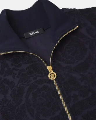 Bluza z zamkiem błyskawicznym z tkaniny frotte Barocco Jacquard