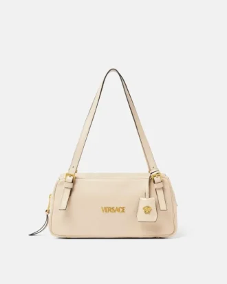 Duża torba bowlingowa Versace Tag z nappa
