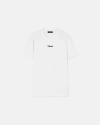 Haftowana koszulka slim fit z bawełnianego dżerseju