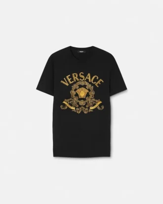 Haftowana koszulka slim fit z bawełnianego dżerseju