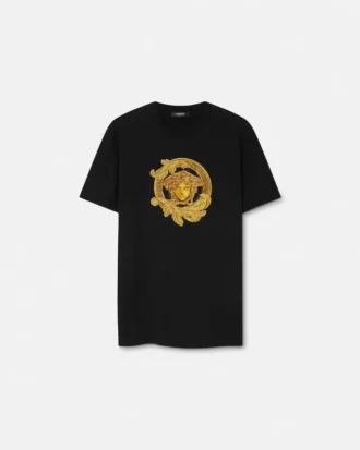 Haftowana koszulka slim fit z bawełnianego dżerseju