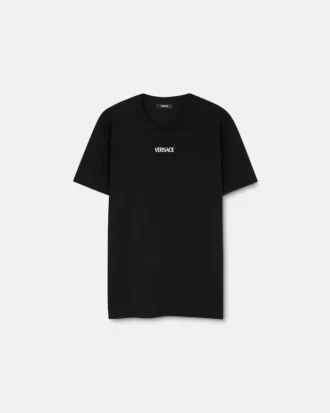 Haftowana koszulka slim fit z bawełnianego dżerseju