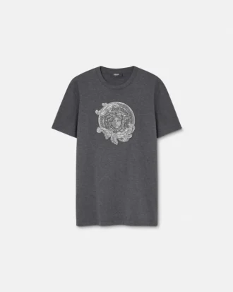 Haftowana koszulka slim fit z bawełnianego dżerseju