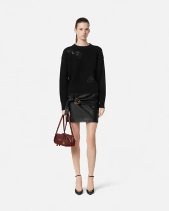Haftowany sweter z dzianiny Barocco Leaf