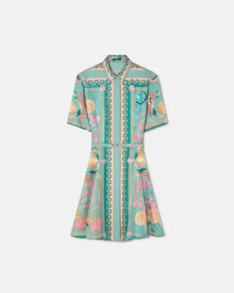 Jedwabna mini sukienka koszulowa Barocco Silk
