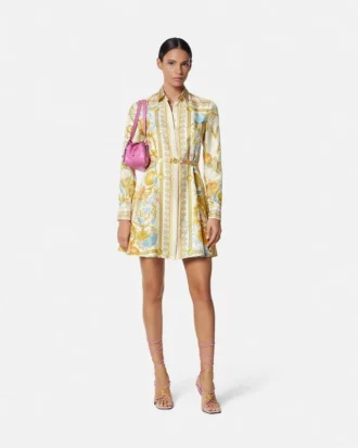 Jedwabna mini sukienka koszulowa Barocco Silk