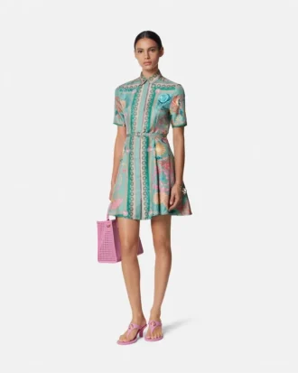 Jedwabna mini sukienka koszulowa Barocco Silk