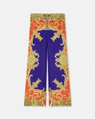 Jedwabne spodnie Cheetah Barocco Silk