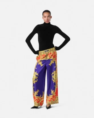 Jedwabne spodnie Cheetah Barocco Silk