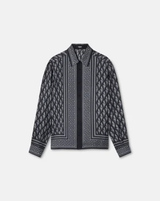 Koszula slim fit z nadrukiem z jedwabnej twillu