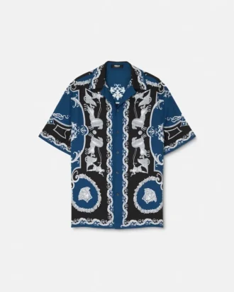 Koszula slim fit z nadrukiem z jedwabnej twillu