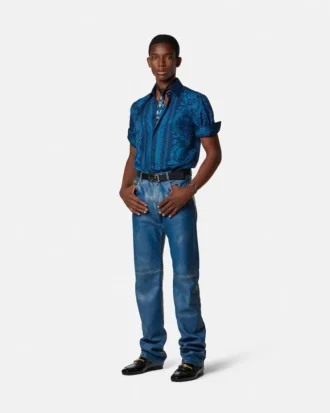 Koszula slim fit z nadrukiem z jedwabnej twillu
