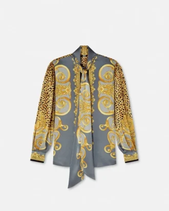 Koszula z jedwabiu Foulard Silk Lavallière w panterkę