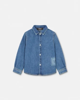 Koszulka dziecięca z denimu z logo Vintage z lat 90.