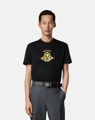 Koszulka slim fit z nadrukiem z bawełnianego dżerseju