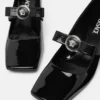 Lakierowane czółenka na niskim obcasie z kokardką Gianni Ribbon 55 mm