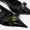 Lakierowane czółenka z paskiem z satynową kokardką Gianni 45 mm
