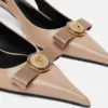 Lakierowane czółenka z paskiem z satynową kokardką Gianni 45 mm