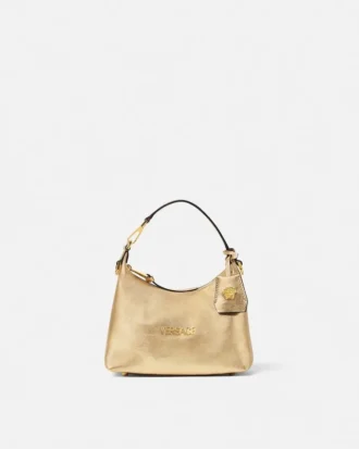 Metaliczna torba Versace Tag Hobo
