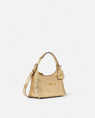 Metaliczna torba Versace Tag Hobo