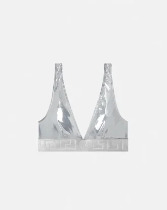Metaliczny stanik bikini w trójkąt