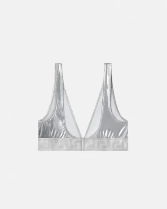 Metaliczny stanik bikini w trójkąt