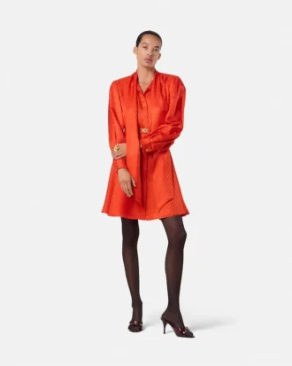 Mini sukienka z żakardowym wzorem V Allover Silk Lavallière