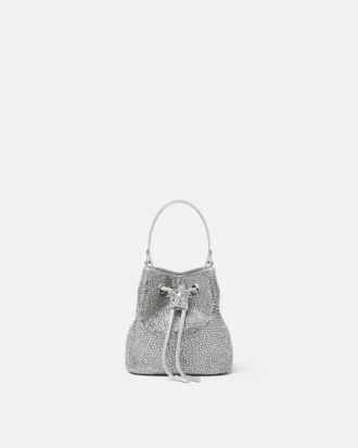 Mini torebka typu bucket z satyny z ozdobami La Medusa