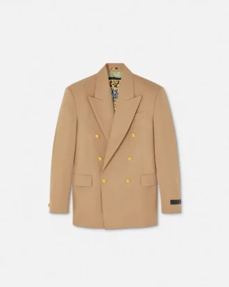 Mélange Wool Double-Breasted Blazer