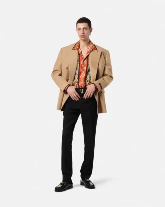 Mélange Wool Double-Breasted Blazer