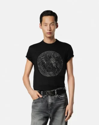 Ozdobiona bawełniana koszulka slim fit