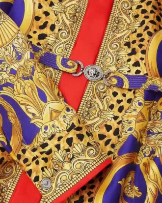 Sukienka mini z jedwabiu Barocco Silk w panterkę