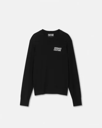 Sweter z dzianiny z domieszką kaszmiru z logo