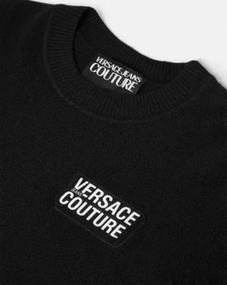 Sweter z dzianiny z domieszką kaszmiru z logo
