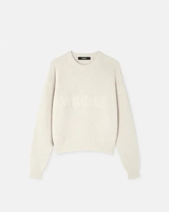 Sweter z dzianiny z logo