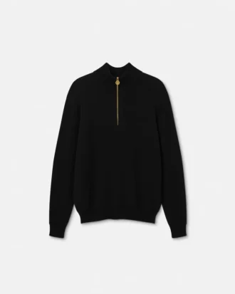 Sweter z dzianiny z mieszanki wełny z półsuwakiem