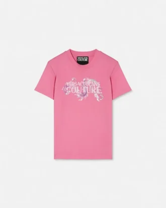 T-shirt z bawełnianego dżerseju z nadrukiem i zdobieniami