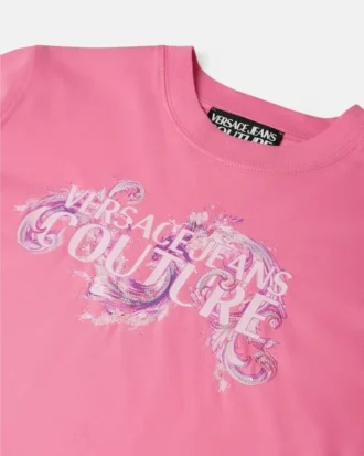 T-shirt z bawełnianego dżerseju z nadrukiem i zdobieniami